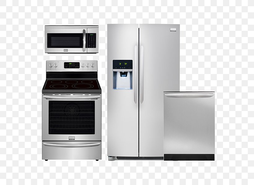 Home Appliance Refrigerator Frigidaire Cooking Ranges Microwave Ovens, PNG, 600x600px, Home Appliance, Clothes Dryer, Convection Oven, Cooking Ranges, Electric Stove Download Free