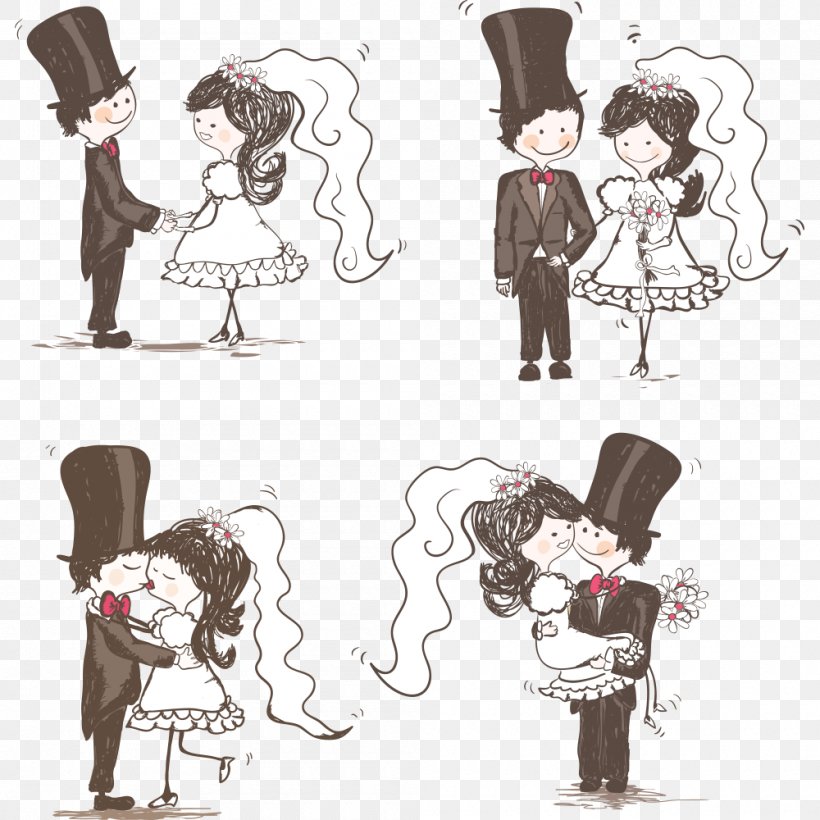 Wedding Invitation Cartoon Bridegroom, PNG, 1000x1000px, Watercolor, Cartoon, Flower, Frame, Heart Download Free