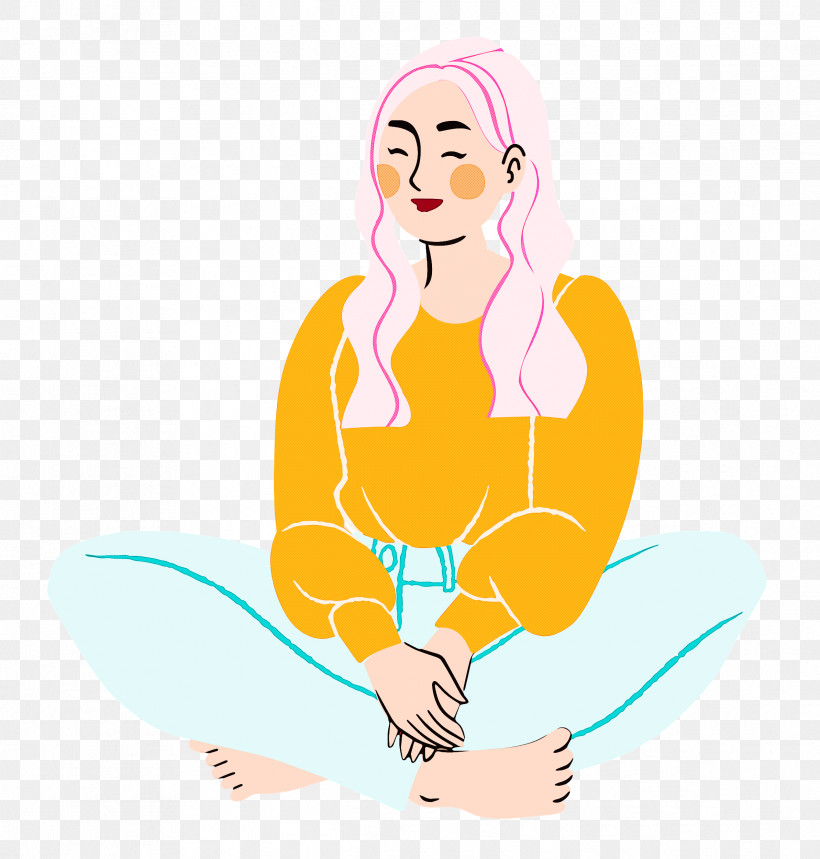 Sitting Lady Woman, PNG, 2386x2500px, Sitting, Cartoon, Character, Happiness, Hm Download Free
