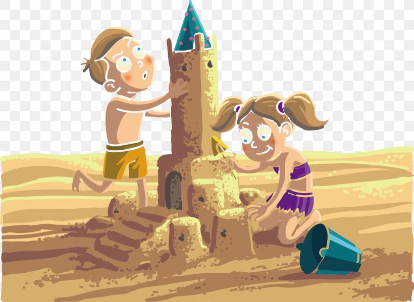 Sand Beach Castle, PNG, 1345x984px, Sand, Art, Beach, Cartoon, Castle Download Free