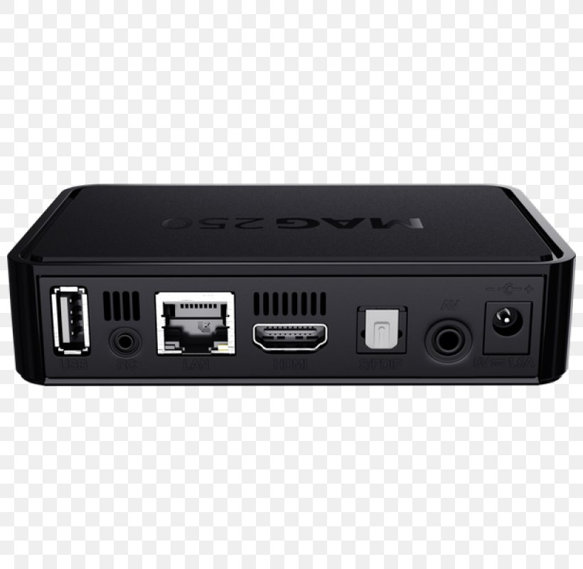 Set-top Box IPTV Over-the-top Media Services Digital Media Player Infomir MAG254 Récepteur Multimédia Numérique, PNG, 800x800px, Settop Box, Amlogic, Box, Cable, Digital Media Player Download Free