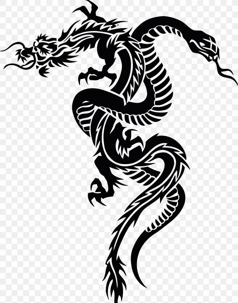 Snake Tattoo Chinese Dragon Clip Art, PNG, 1884x2400px, Snake, Art, Black And White, Chinese Dragon, Dragon Download Free