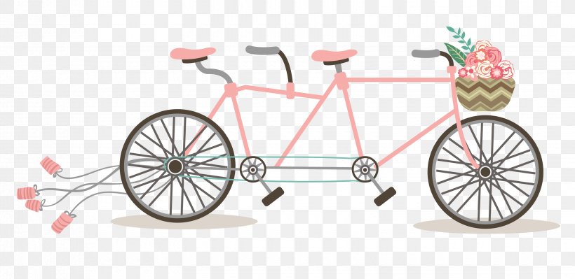 Wedding Invitation Tandem Bicycle Clip Art, PNG, 3300x1608px, Wedding Invitation, Abike, Area, Bicycle, Bicycle Accessory Download Free
