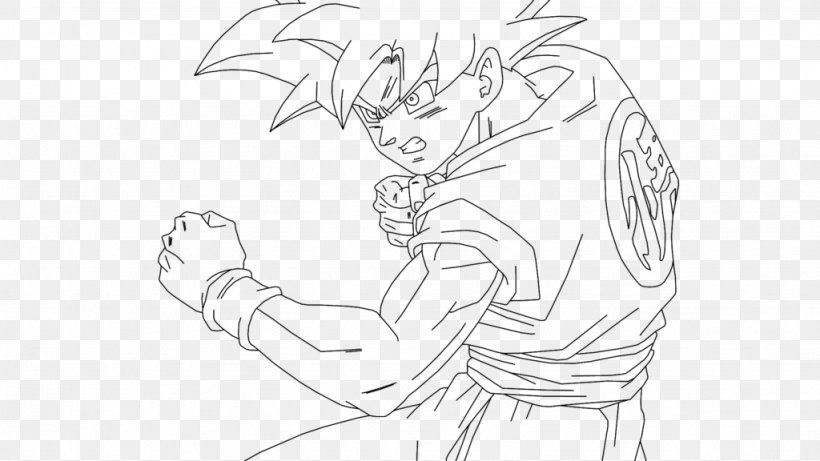 Goku Super Saiyan Drawing Dragon Ball, PNG, 1024x576px, Goku, Arm, Artwork, Black And White, Character Download Free