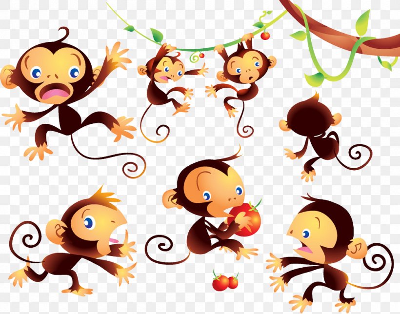 Monkey Cartoon Clip Art, PNG, 1000x786px, Monkey, Cartoon, Cuteness, Line Art, Mammal Download Free