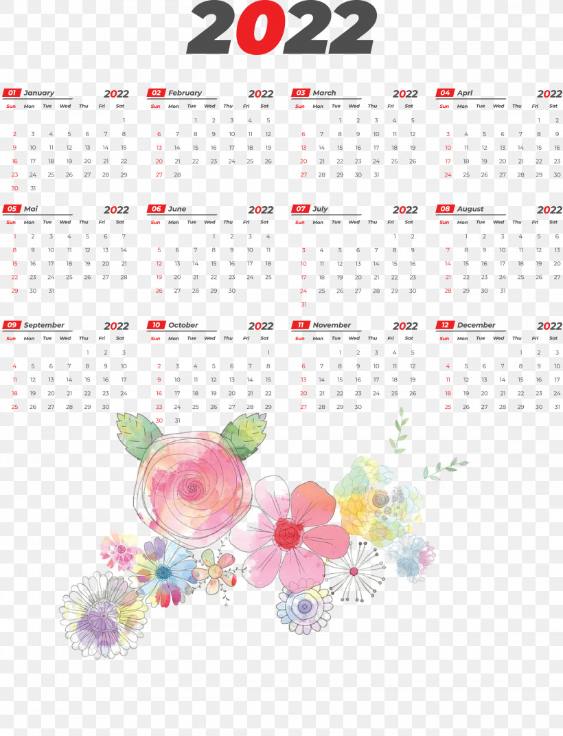 2022 Yearly Calendar Printable 2022 Yearly Calendar Template, PNG, 2296x3000px, Flower, Difficult, Gift, Leather, Tshirt Download Free