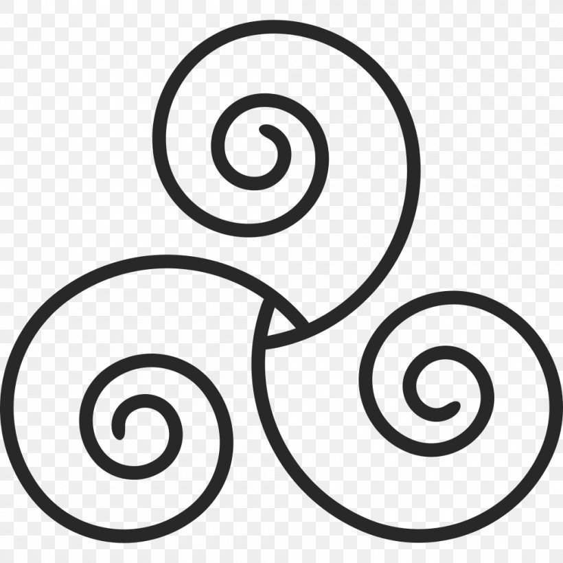 Triskelion Celtic Knot Symbol Triple Goddess Triquetra, PNG, 1000x1000px, Triskelion, Area, Black And White, Body Jewelry, Celtic Knot Download Free