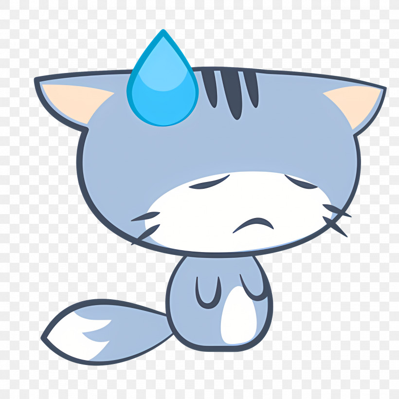 Cat Emoji - Sad Cartoon Cat With Sweat Drop On Forehead, PNG ...