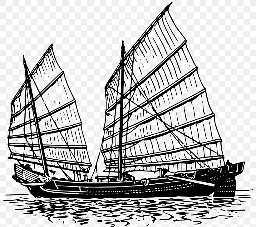 Junk Ship Boat Clip Art, PNG, 800x728px, Junk, Baltimore Clipper, Barque, Barquentine, Black And White Download Free