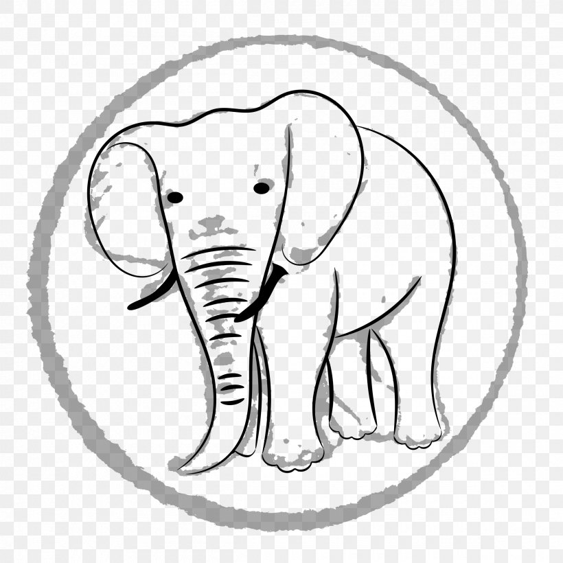 African Elephant Indian Elephant Line Art Clip Art, PNG, 2400x2400px, Watercolor, Cartoon, Flower, Frame, Heart Download Free