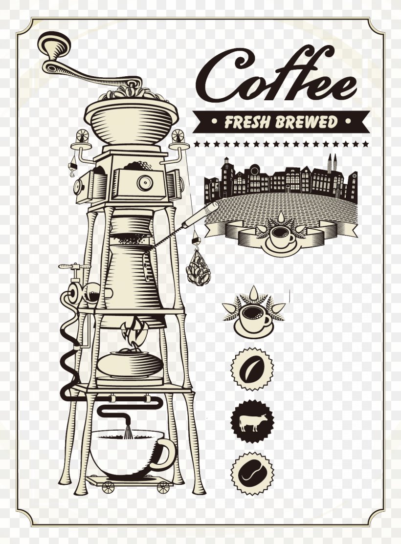 Coffee Cafe Latte Espresso Caffxe8 Mocha, PNG, 1219x1655px, Coffee, Black And White, Burr Mill, Cafe, Caffxe8 Mocha Download Free
