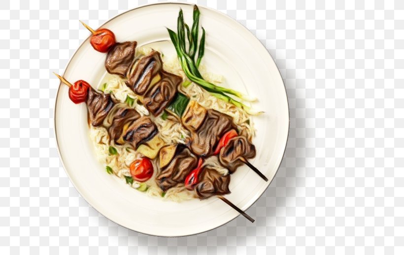 Cuisine Food Dish Shashlik Ingredient, PNG, 607x518px, Watercolor, Beyti Kebab, Cuisine, Dish, Food Download Free