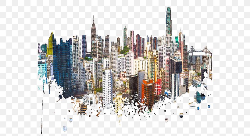 Hong Kong Skyline Watercolor Painting Poster Contemporary Art, PNG, 604x448px, Hong Kong, Architecture, Art, Artist, City Download Free