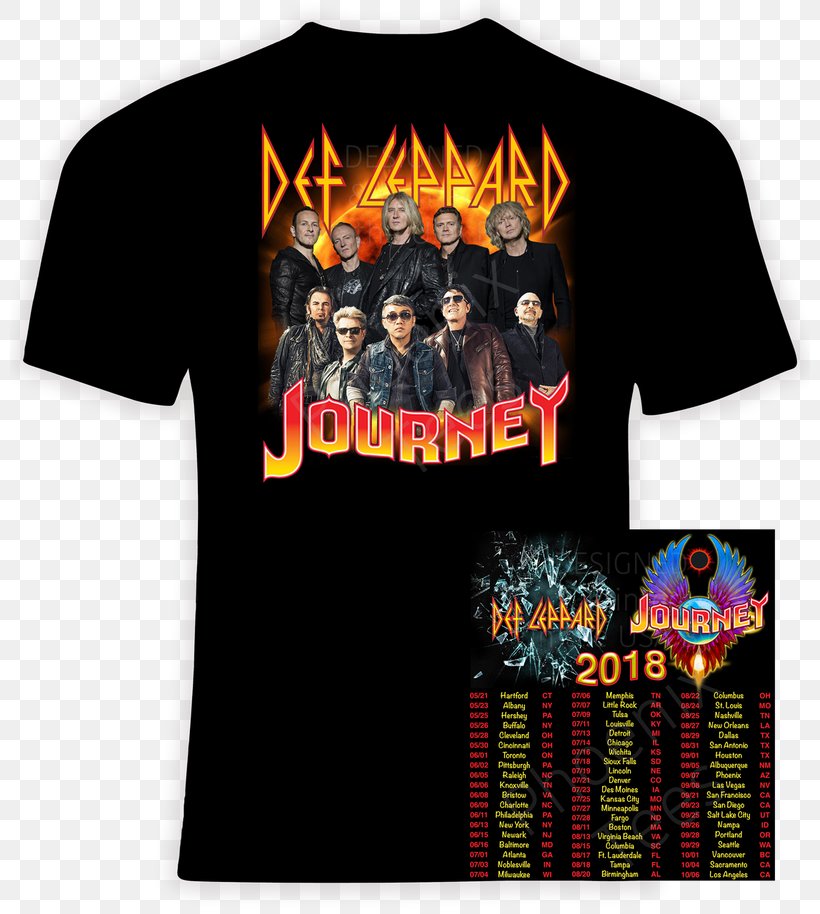 Def Leppard & Journey 2018 Tour Hysteria World Tour T-shirt, PNG, 800x914px, Watercolor, Cartoon, Flower, Frame, Heart Download Free
