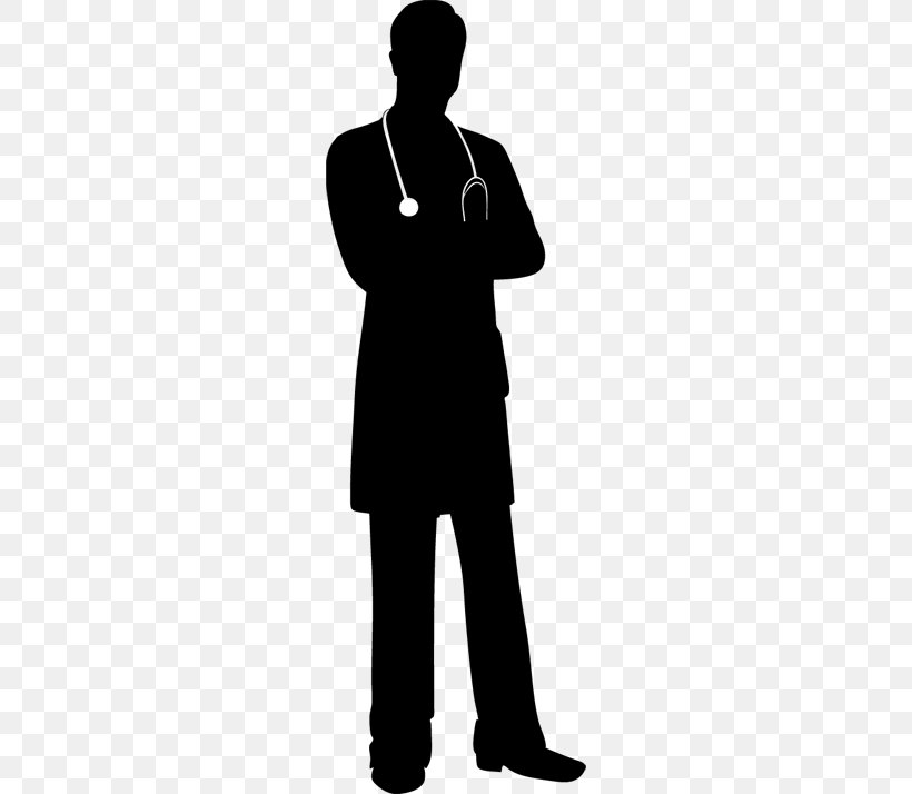 Physician Silhouette Medicine, PNG, 374x714px, Physician, Arm, Black And White, Clinic, Clothing Download Free