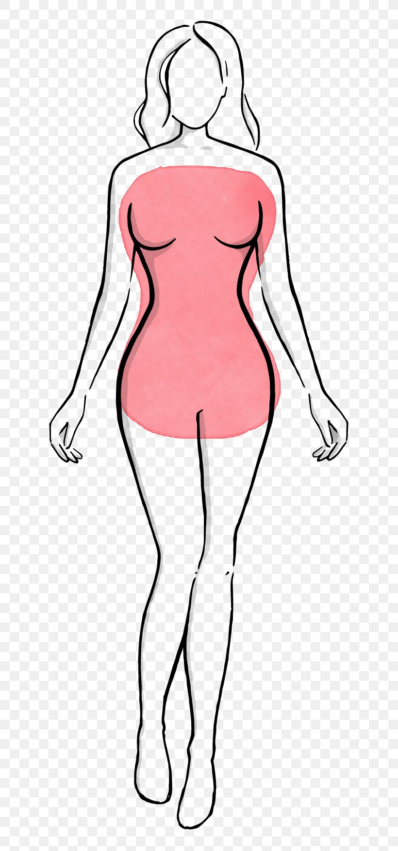 Little Black Dress Sleeve Female Body Shape Hourglass Figure, PNG, 667x1750px, Watercolor, Cartoon, Flower, Frame, Heart Download Free
