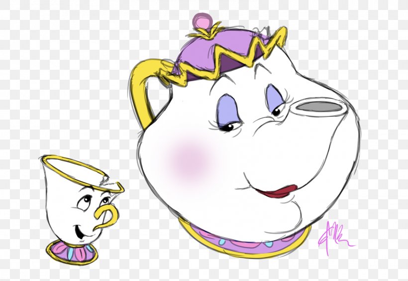 Mrs. Potts Beast Belle Character, PNG, 1600x1102px, Watercolor, Cartoon, Flower, Frame, Heart Download Free