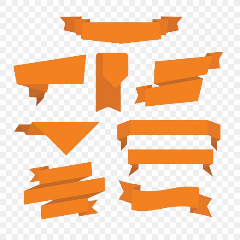 Orange Ribbon Euclidean Vector, PNG, 1000x1000px, Polygon, Area, Clip Art, Color, Decorative Folding Download Free