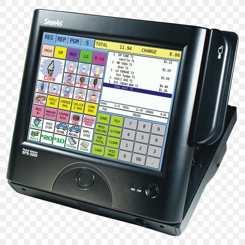 Sam4S Cash Register Point Of Sale Retail Sam4S ER-650 Cash Register, PNG, 1200x1200px, Cash Register, Barcode, Communication, Computer, Display Device Download Free