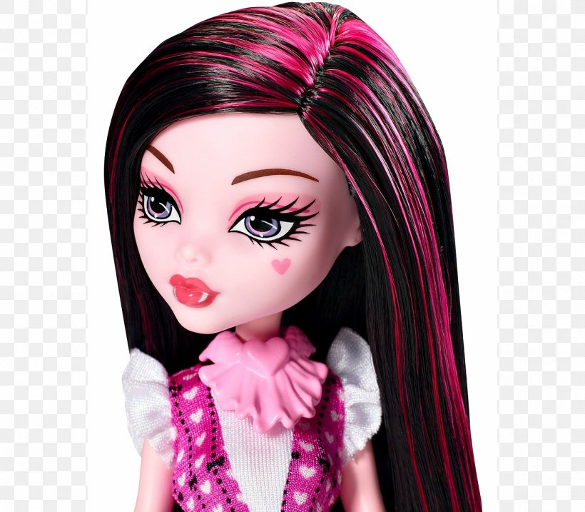 black monster high doll with pink hair