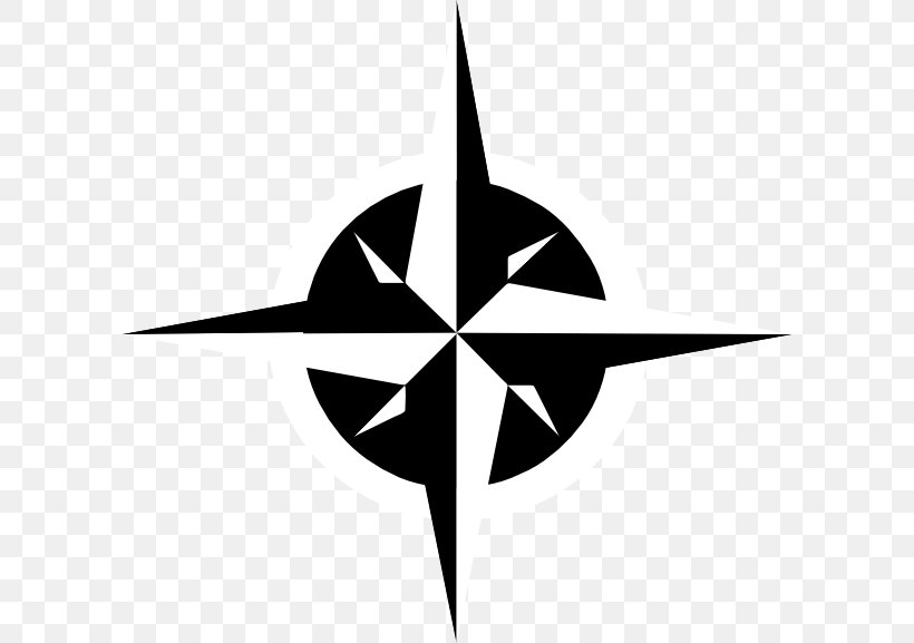 Compass Rose Clip Art, PNG, 600x577px, Compass Rose, Black And White, Cardinal Direction, Compass, Flower Download Free