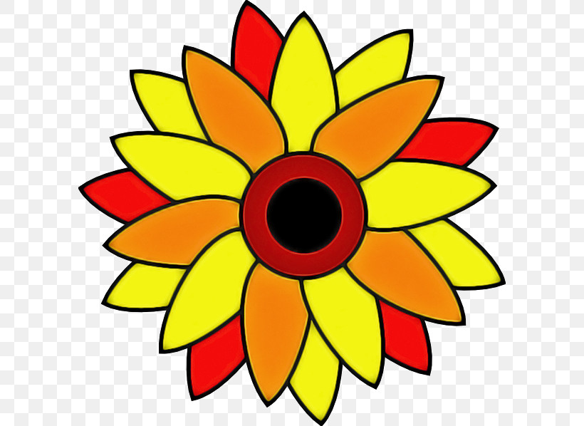 Sunflower, PNG, 600x598px, Yellow, Circle, Flower, Petal, Plant Download Free