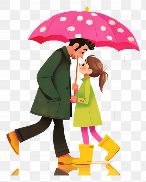 Couple Walking In Rain - Father And Daughter Walking In The Rain PNG