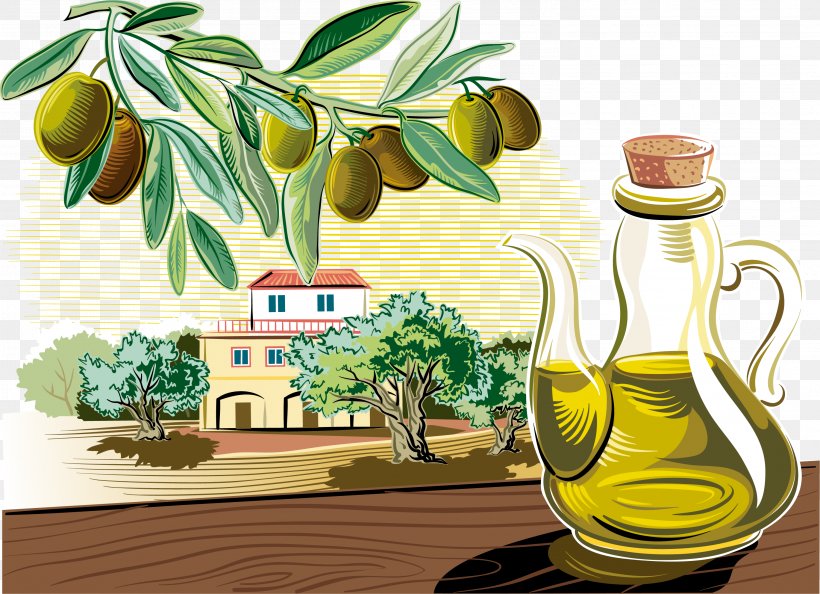 Olive Oil Mediterranean Cuisine Illustration, PNG, 3001x2176px, Olive, Bottle, Cooking, Cooking Oil, Extra Virgin Olive Oil Download Free