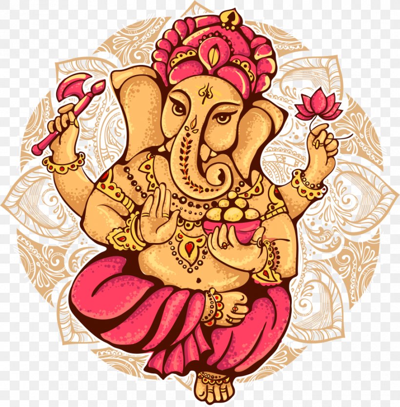 Ganesha Shiva Ganesh Chaturthi Illustration, PNG, 905x921px, Watercolor, Cartoon, Flower, Frame, Heart Download Free