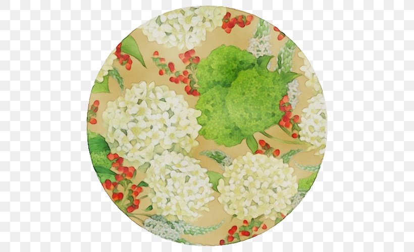 Plate Dishware Green Flower Hydrangea, PNG, 500x500px, Watercolor, Bouquet, Dishware, Flower, Green Download Free