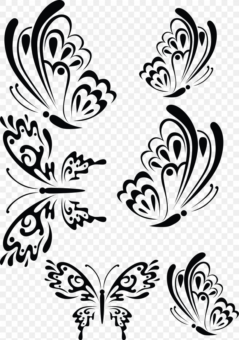 Black And White Stencil Butterfly Drawing Image, PNG, 2358x3355px, Black And White, Area, Art, Artwork, Black Download Free