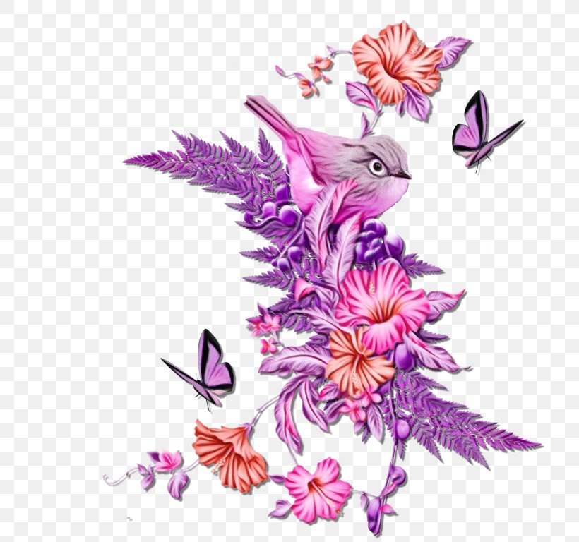 Hummingbird, PNG, 768x768px, Watercolor, Butterfly, Flower, Hummingbird, Lilac Download Free