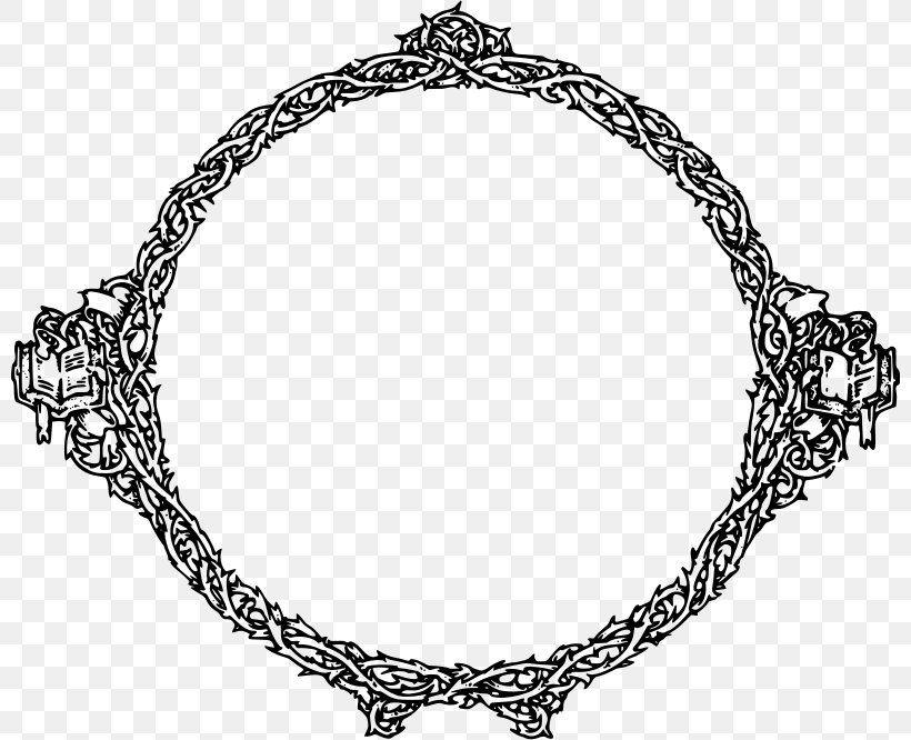 Borders And Frames Crown Of Thorns Picture Frames Thorns, Spines, And Prickles Clip Art, PNG, 800x666px, Borders And Frames, Black And White, Body Jewelry, Bracelet, Chain Download Free