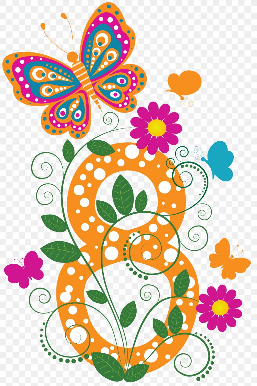 Butterfly Numerical Digit March 8 Flower, PNG, 3267x4900px, Butterfly, Art, Artwork, Brush Footed Butterfly, Butterflies And Moths Download Free