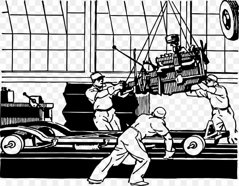 Car Assembly Line Production Line Factory Clip Art, PNG, 2400x1878px, Car, Assembly Line, Automotive Design, Automotive Industry, Black And White Download Free