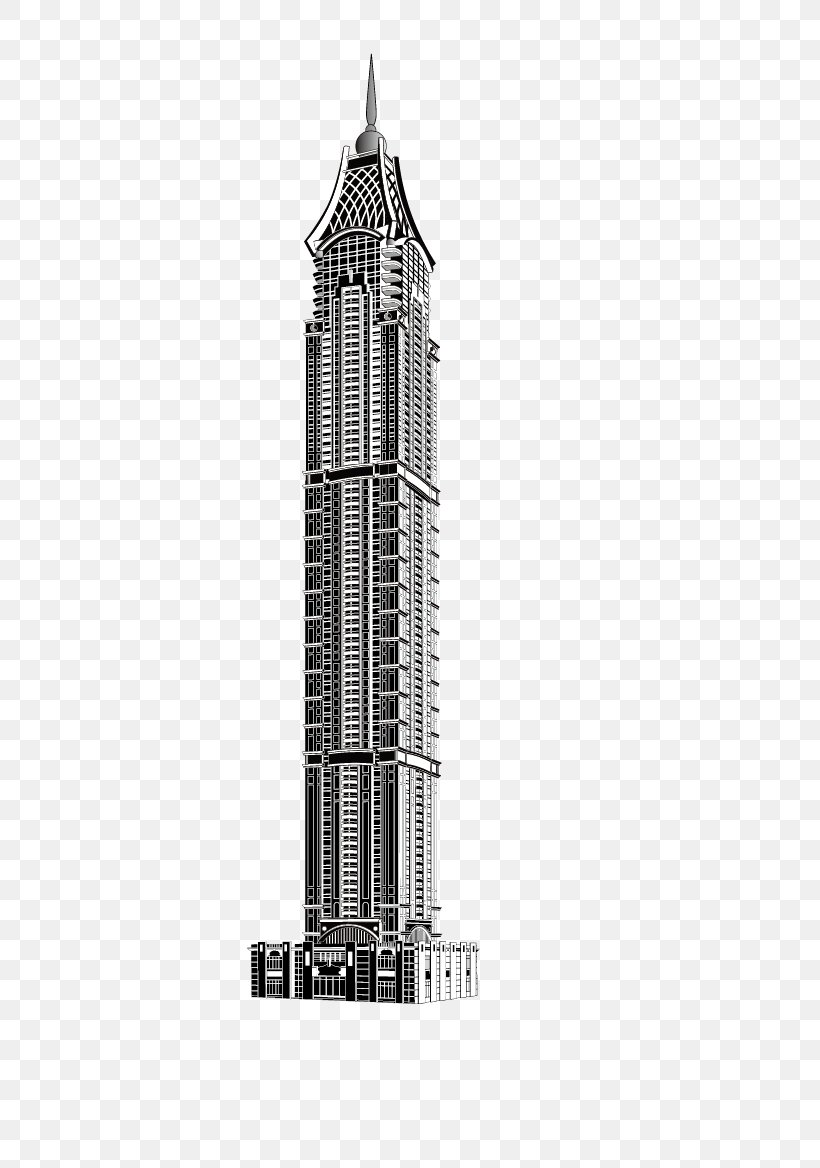 Skyscraper High-rise Building, PNG, 500x1168px, Skyscraper, Architectural Engineering, Black And White, Building, Facade Download Free