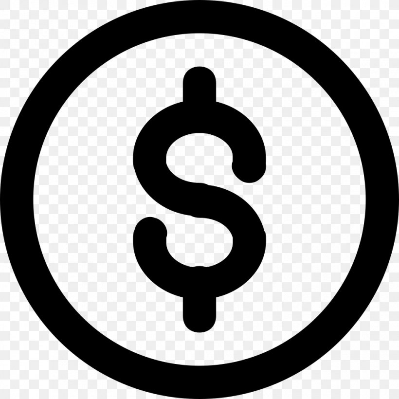 United States Dollar Dollar Sign, PNG, 980x980px, United States Dollar, Area, Black And White, Brand, Coin Download Free