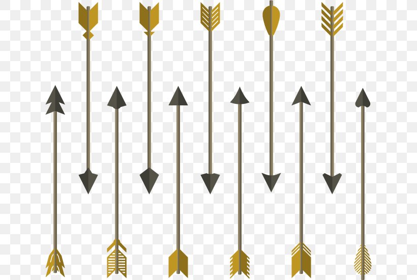 Arrow Euclidean Vector Icon, PNG, 642x550px, Bow And Arrow, Arc, Feather, Gold, Pattern Download Free