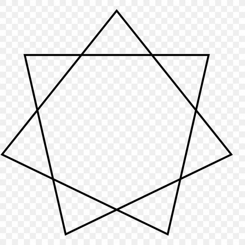 Heptagram Star Polygon Heptagon Geometry, PNG, 1024x1024px, Heptagram, Area, Black, Black And White, Diagram Download Free