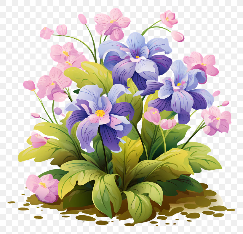 Flower Garden - Cluster Of Purple And Pink Garden Flowers, PNG ...