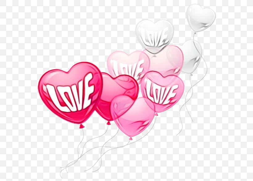 Valentine's Day, PNG, 600x587px, Watercolor, Balloon, Heart, Love, Paint Download Free
