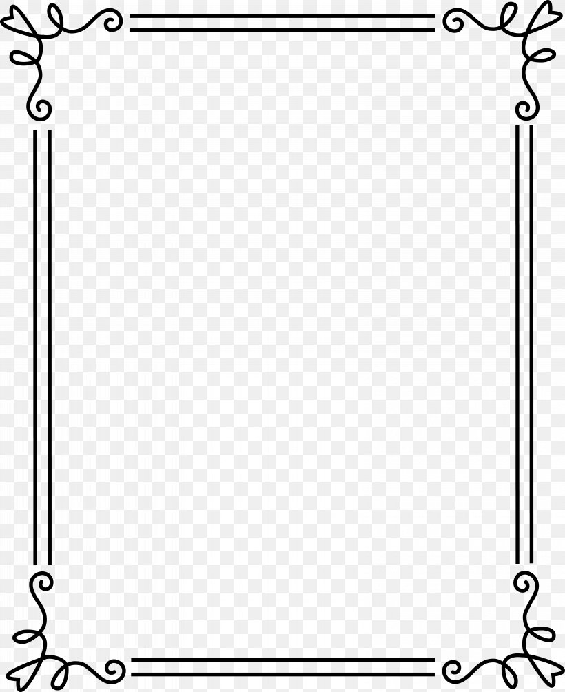 Picture Frame Border Clip Art, PNG, 6340x7764px, Black And White, Area, Blog, Digital Photo Frame, Drawing Download Free