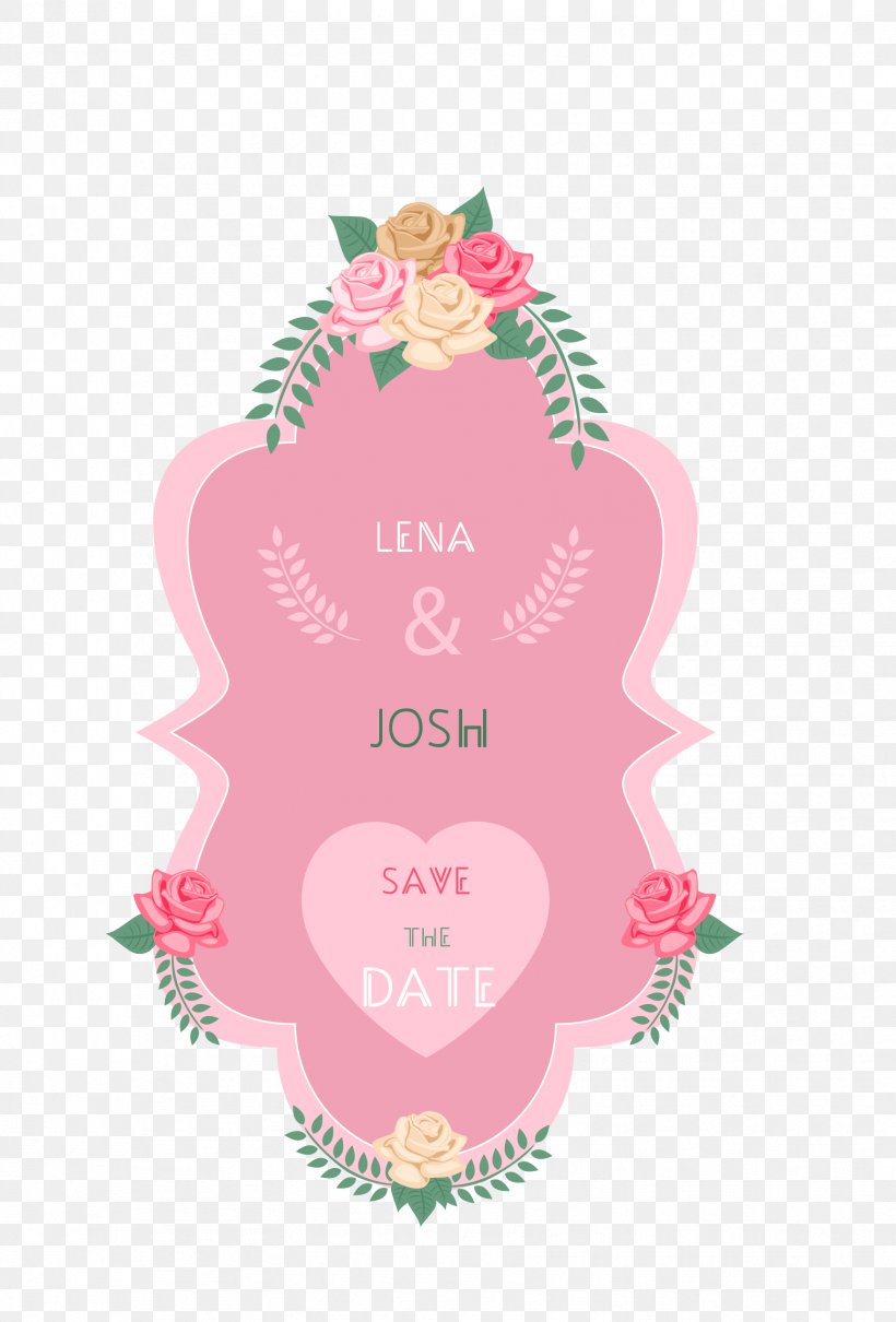 Pink Wedding Label, PNG, 1727x2549px, Wedding Invitation, Advertising, Flower, Heart, Illustration Download Free