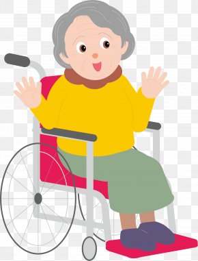 The Old Man Sitting In A Wheelchair - Cartoon Old Age PNG