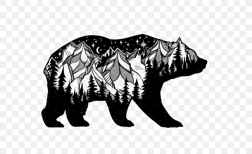 Bear, PNG, 600x500px, Bear, Art, Big Cats, Black, Black And White Download Free