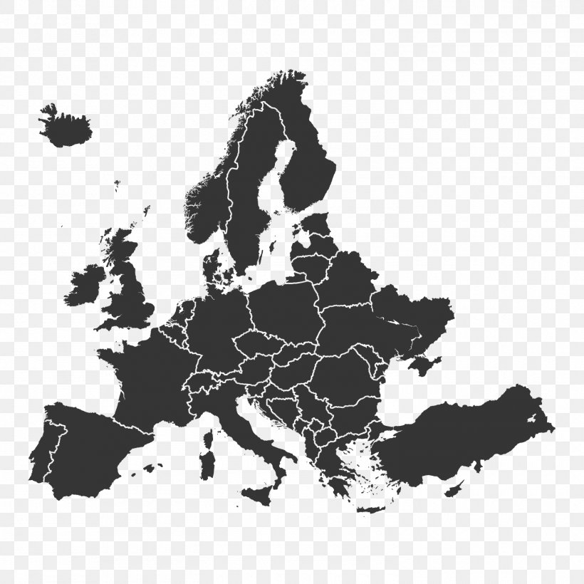 Europe Vector Map Royalty-free, PNG, 1500x1500px, Europe, Art, Black, Black And White, Blank Map Download Free