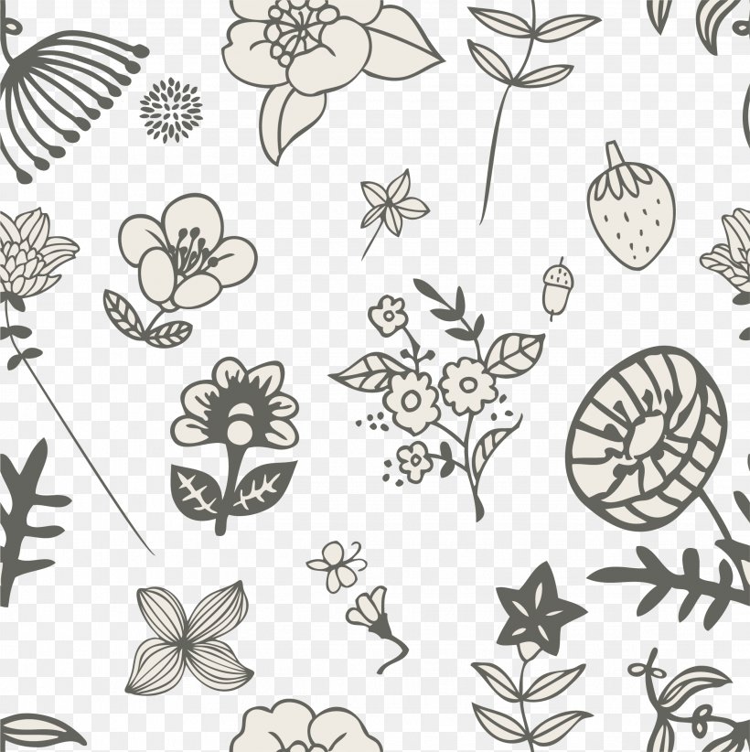 Flower Wallpaper Vector, PNG, 2138x2145px, Drawing, Area, Black And White, Clip Art, Flora Download Free