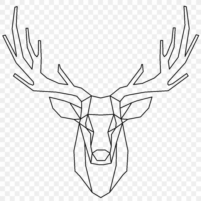 Red Deer Elk Reindeer, PNG, 1200x1200px, Deer, Antler, Artwork, Black And White, Deer Horn Download Free