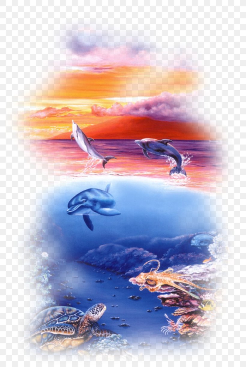 Dolphins In The Ocean Oil Painting Art, PNG, 800x1219px, Dolphin, Art, Baleen Whale, Calm, Cetacea Download Free