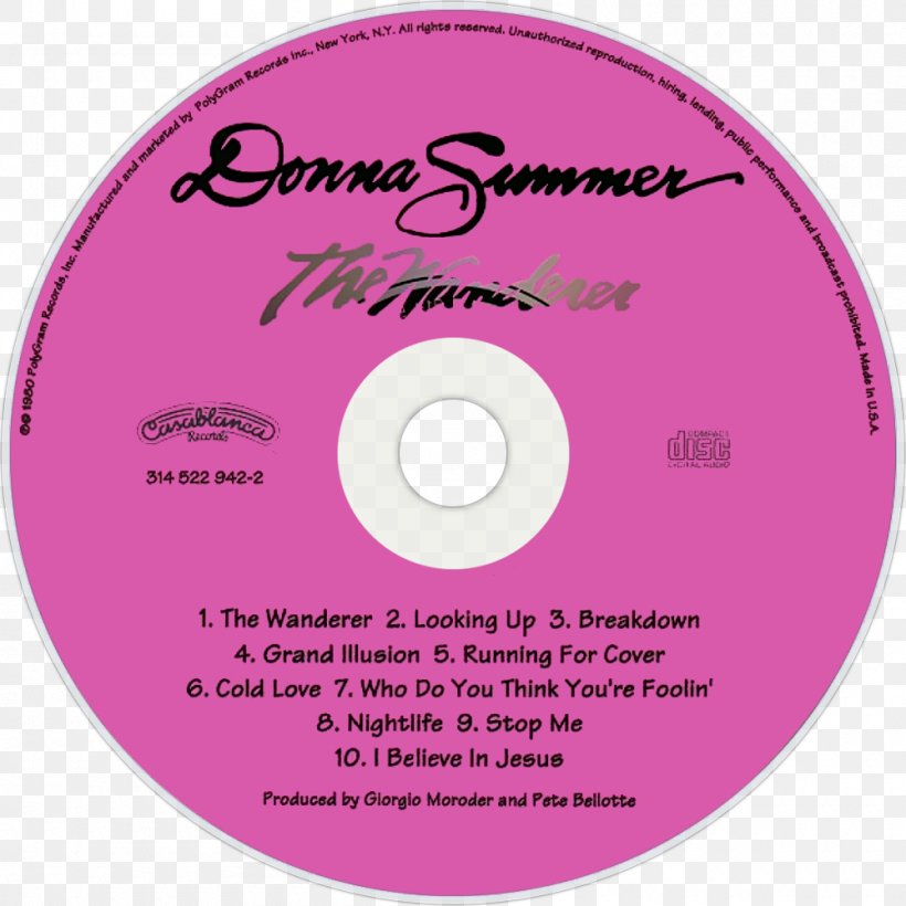 The Wanderer Compact Disc Pink M Disk Storage Donna Summer, PNG, 1000x1000px, Wanderer, Brand, Compact Disc, Disk Storage, Donna Summer Download Free